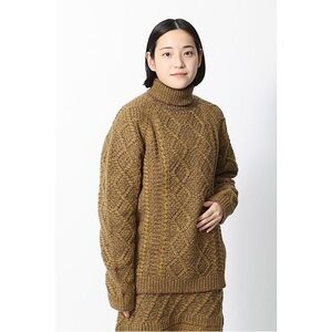 Snow Peak Mustard Mix Alpaca Mixed Knit Turtleneck Pullover
